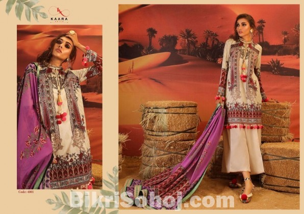 Unstitched   Pure Cotton Print With Embroidery Work